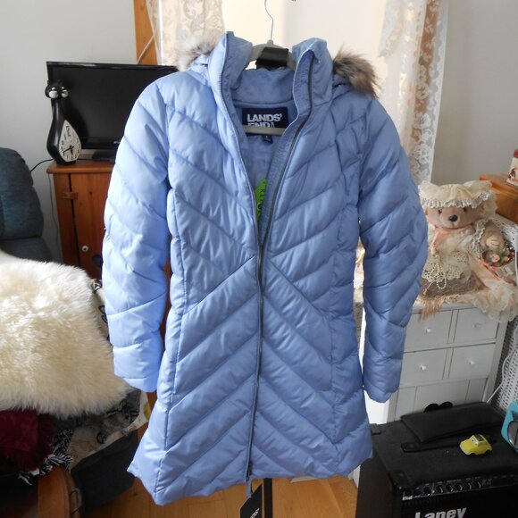LANDS END COAT-INSULATED PLUSH LINED-WOMEN'S SIZE SMALL-SOFT BLUE - Picture 8 of 8